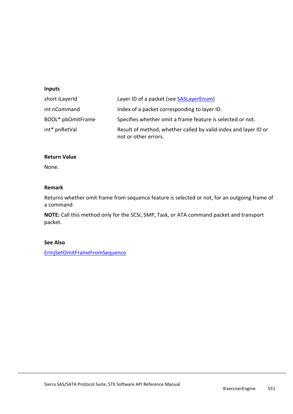 Erinjgetomitframefromsequence, Erinjgetsenddelaytosendhandshake | Teledyne LeCroy Sierra SAS_SATA Protocol Analyzer STX API Reference Manual User Manual | Page 551 / 979