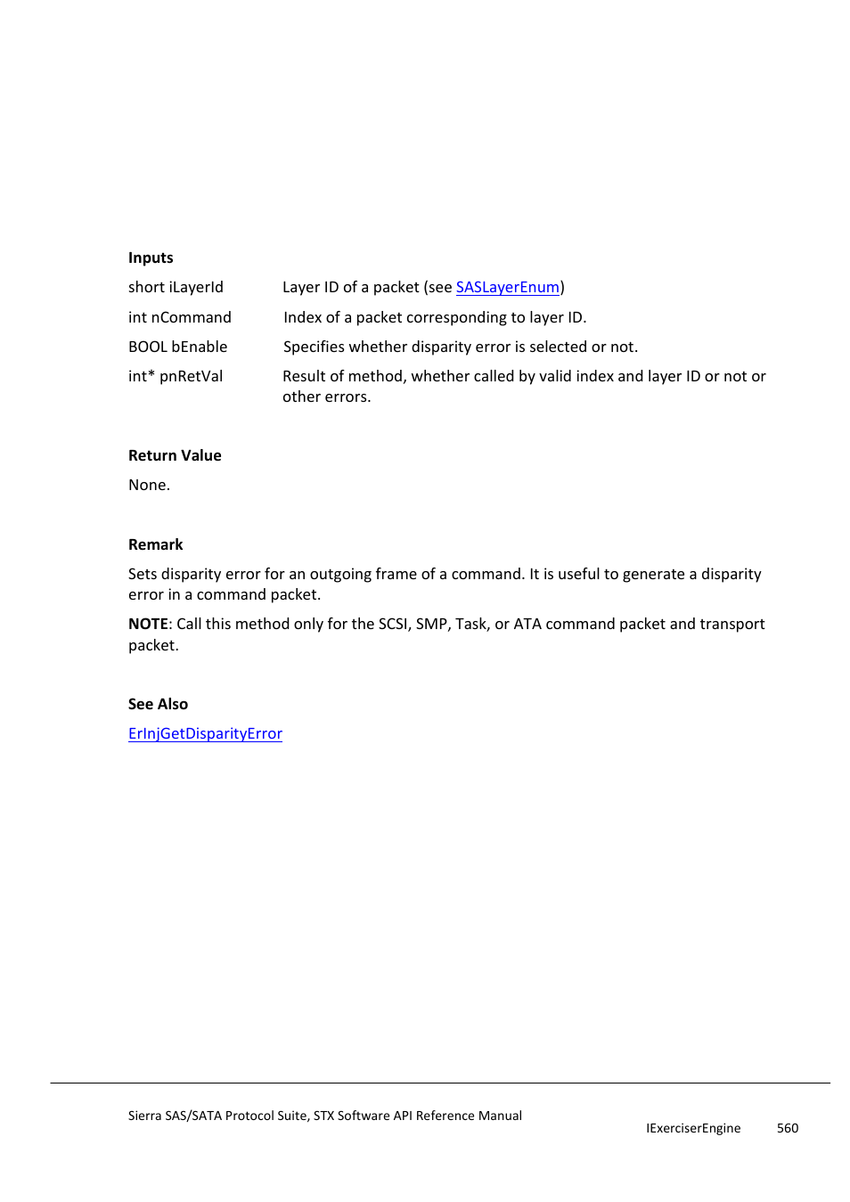Erinjsetdisparityerror, Erinjsetdisparityerroronsataprimitiv, Erinjsetdisparityerroronsataprimitive | Teledyne LeCroy Sierra SAS_SATA Protocol Analyzer STX API Reference Manual User Manual | Page 560 / 979