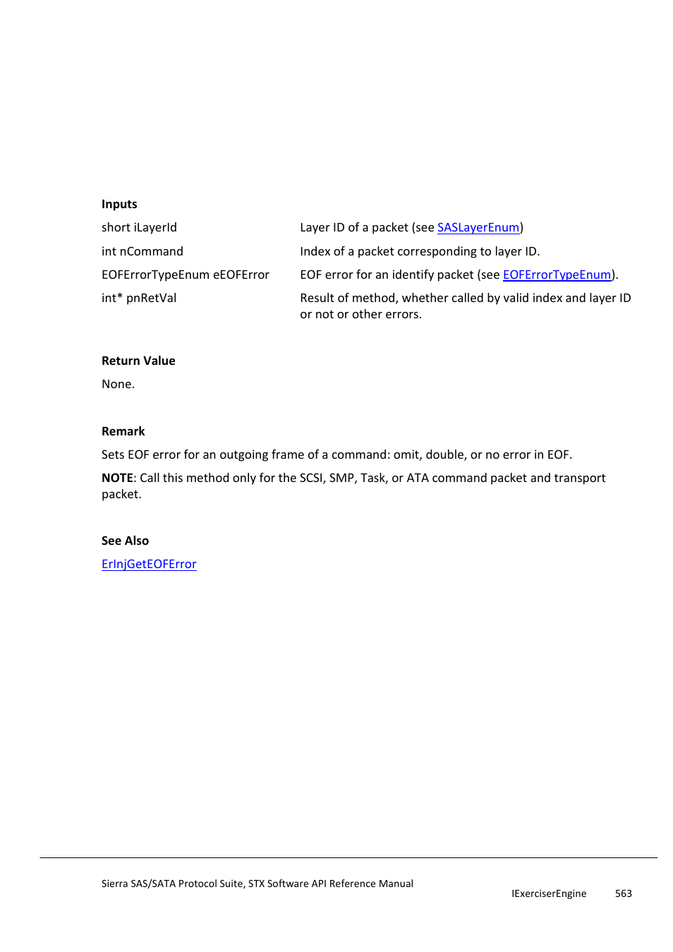 Erinjseteoferror, Erinjsetfillbyteforreservedfield | Teledyne LeCroy Sierra SAS_SATA Protocol Analyzer STX API Reference Manual User Manual | Page 563 / 979