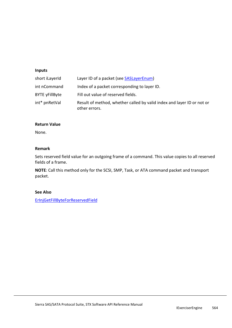 Erinjsetfillbyteforreservedfield, Erinjsetframeerrortype | Teledyne LeCroy Sierra SAS_SATA Protocol Analyzer STX API Reference Manual User Manual | Page 564 / 979