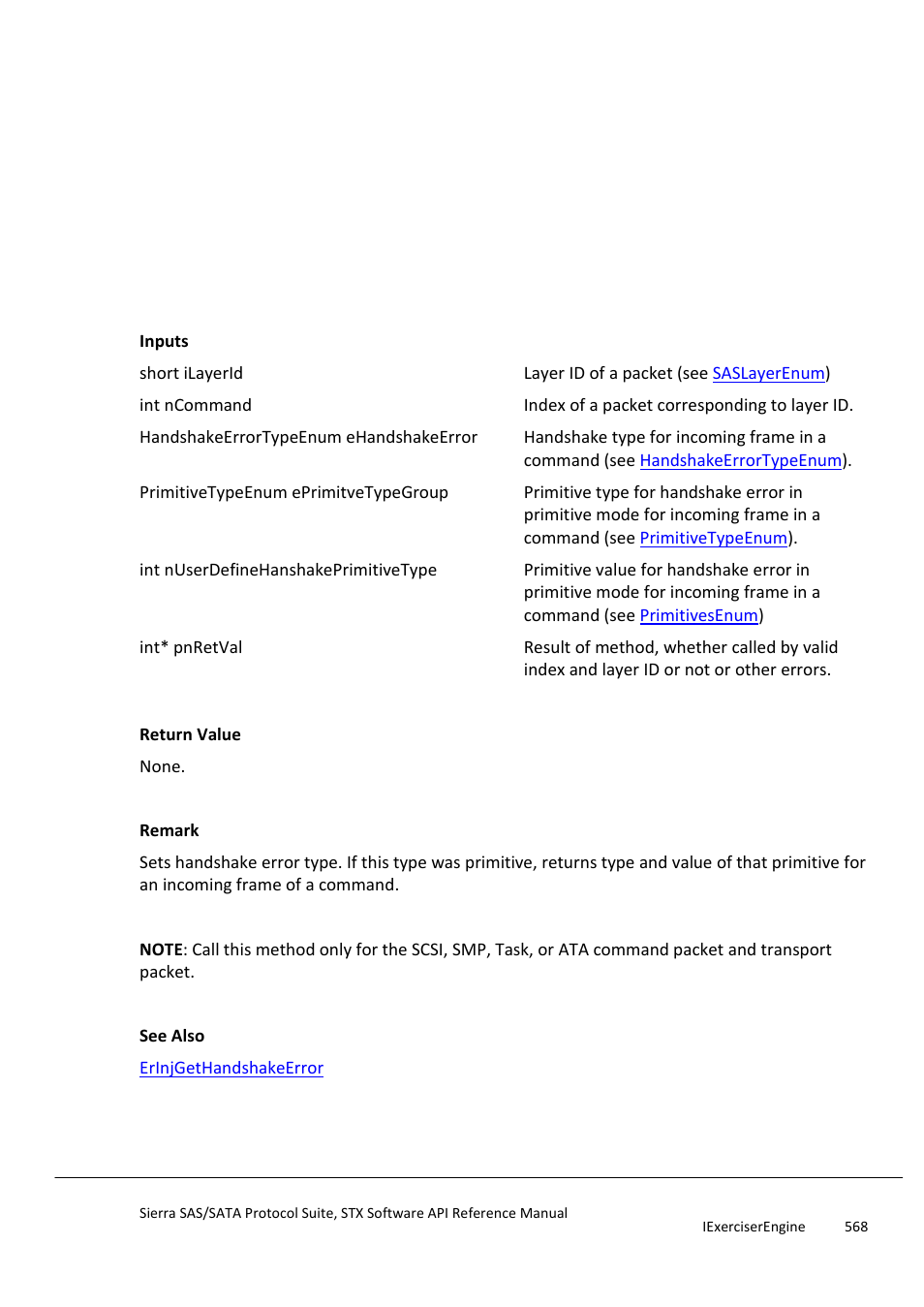 Erinjsethandshakeerror | Teledyne LeCroy Sierra SAS_SATA Protocol Analyzer STX API Reference Manual User Manual | Page 568 / 979