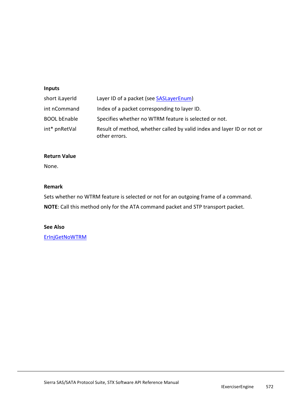 Erinjsetnowtrm, Erinjgetomitframefromsequence, Erinjsetomitframefromsequence | Teledyne LeCroy Sierra SAS_SATA Protocol Analyzer STX API Reference Manual User Manual | Page 572 / 979