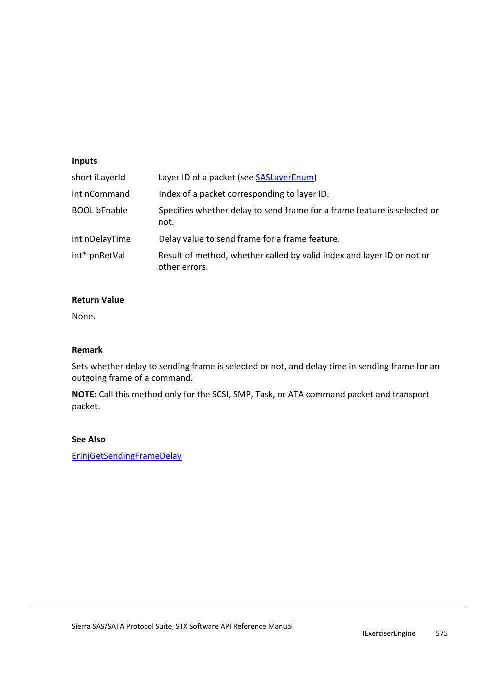 Erinjsetsendingframedelay, Erinjsetsoferror | Teledyne LeCroy Sierra SAS_SATA Protocol Analyzer STX API Reference Manual User Manual | Page 575 / 979