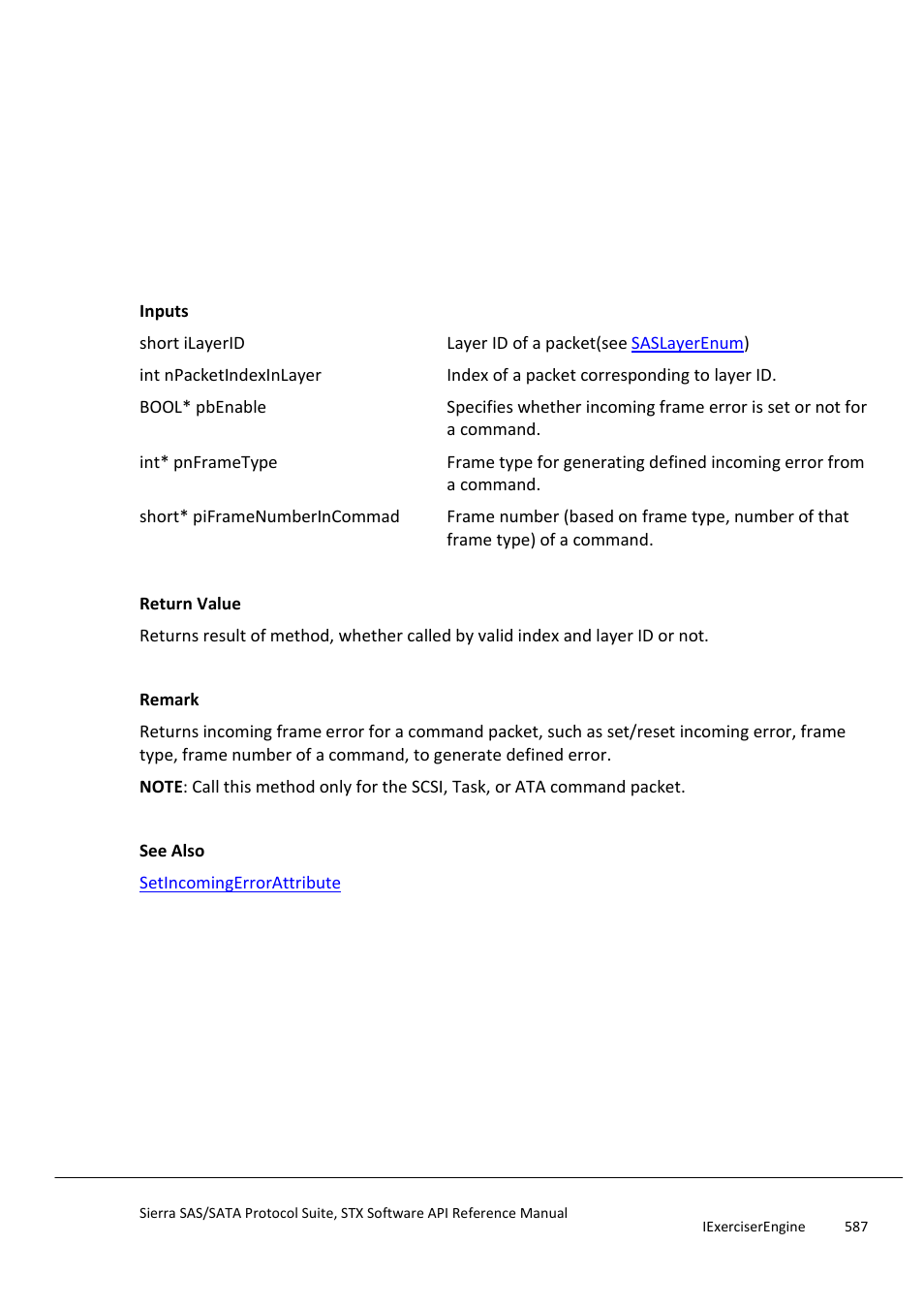 Getincomingerrorattribute, Getincomingopenresponse | Teledyne LeCroy Sierra SAS_SATA Protocol Analyzer STX API Reference Manual User Manual | Page 587 / 979