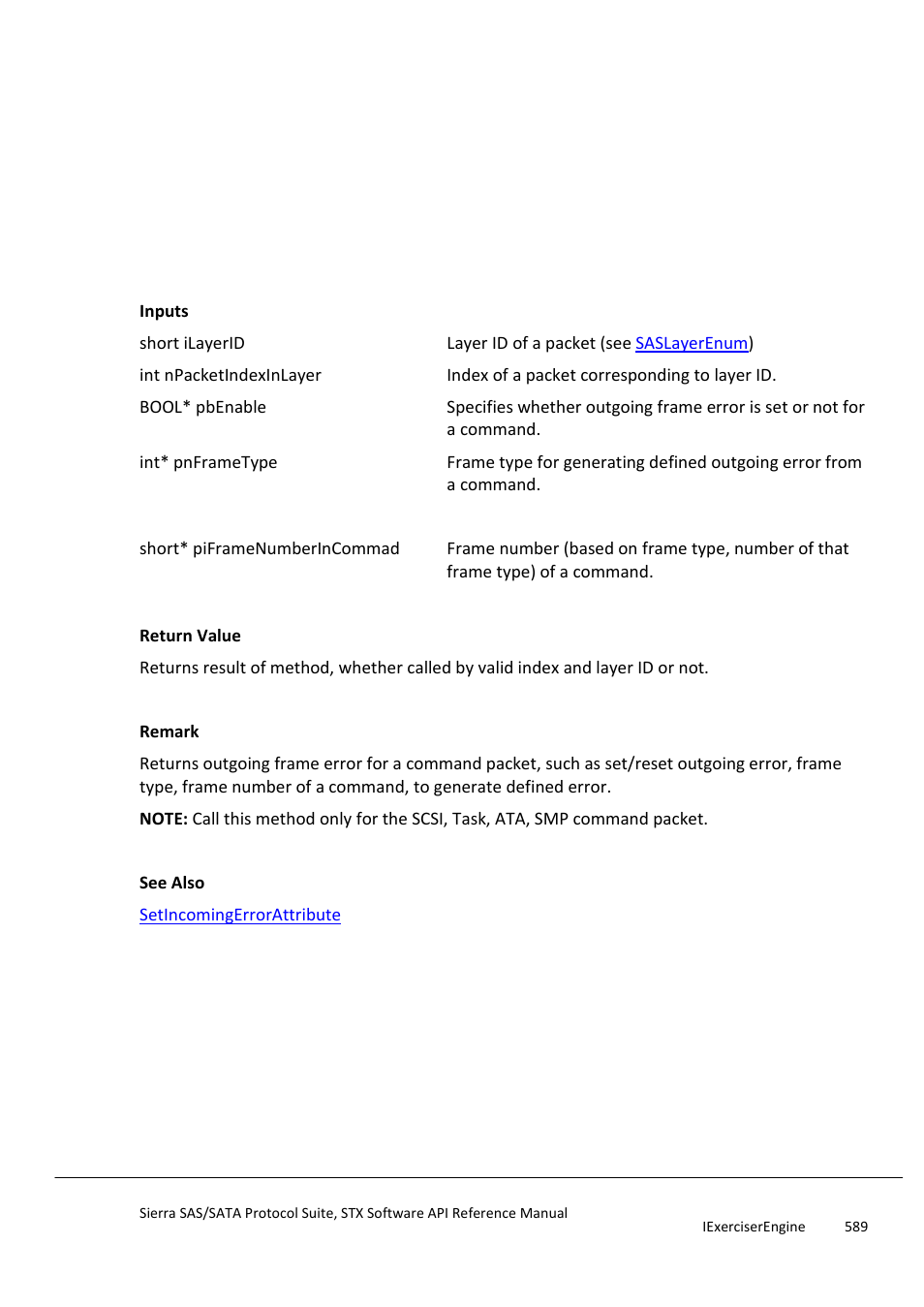 Getoutgoingerrorattribute, Getoutgoingerrorsmpfunction | Teledyne LeCroy Sierra SAS_SATA Protocol Analyzer STX API Reference Manual User Manual | Page 589 / 979