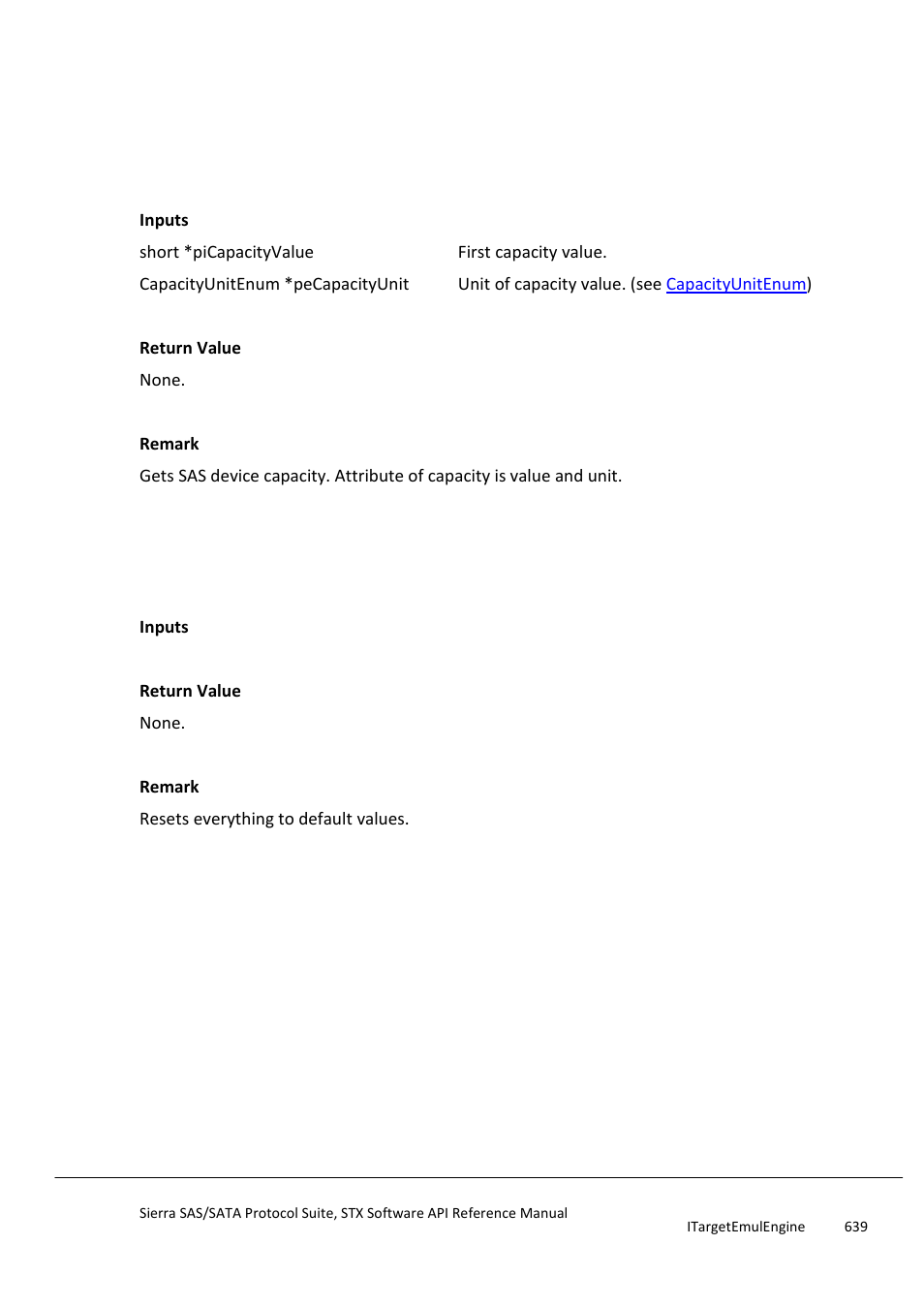 Getcapacity, Setasdefault, Save | Teledyne LeCroy Sierra SAS_SATA Protocol Analyzer STX API Reference Manual User Manual | Page 639 / 979