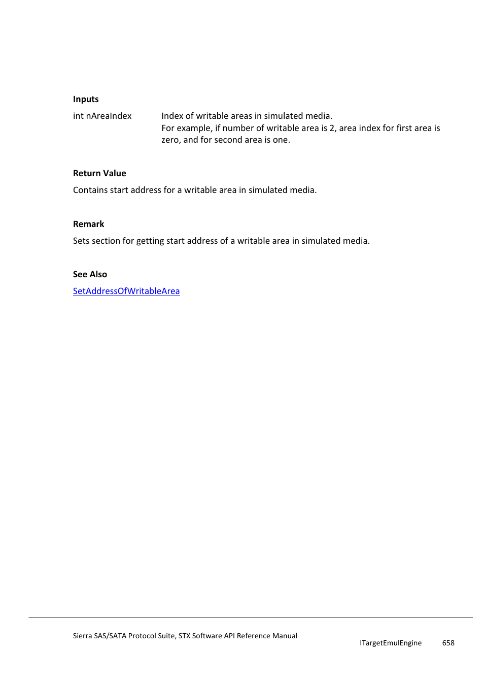 Getaddressofwritablearea, Adduserdefinecommand | Teledyne LeCroy Sierra SAS_SATA Protocol Analyzer STX API Reference Manual User Manual | Page 658 / 979