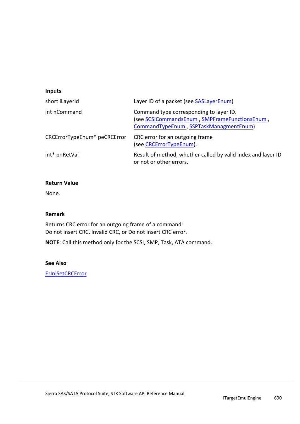 Erinjgetcrcerror, Erinjgetdelayresponsetohold | Teledyne LeCroy Sierra SAS_SATA Protocol Analyzer STX API Reference Manual User Manual | Page 690 / 979