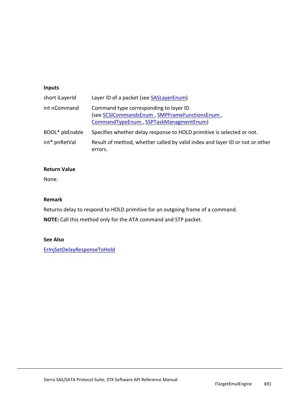 Erinjgetdelayresponsetohold, Erinjgetdisparityerror | Teledyne LeCroy Sierra SAS_SATA Protocol Analyzer STX API Reference Manual User Manual | Page 691 / 979