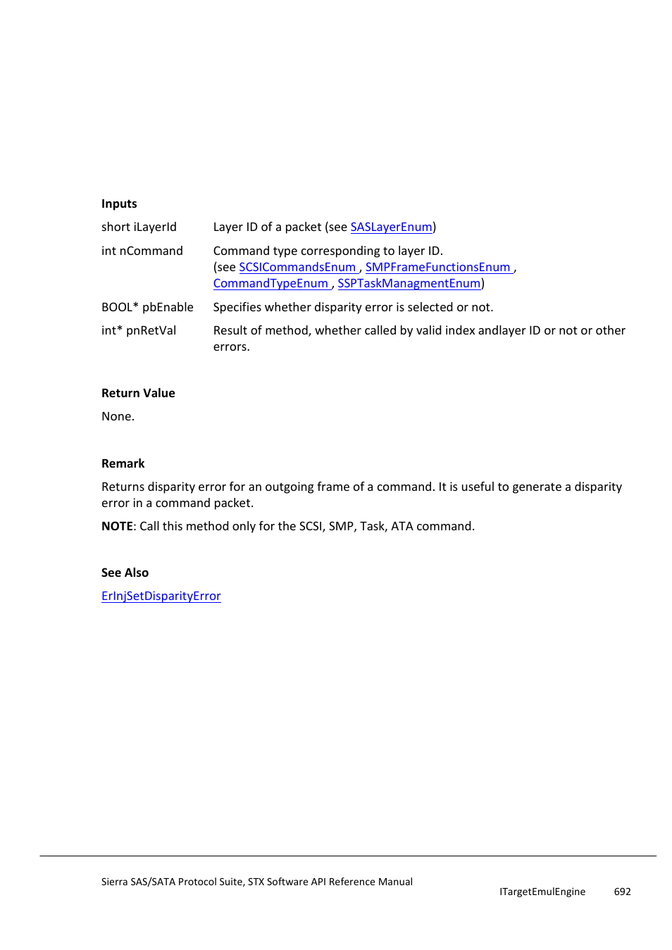 Erinjgetdisparityerror, Erinjgetdisparityerroronsataprimitive | Teledyne LeCroy Sierra SAS_SATA Protocol Analyzer STX API Reference Manual User Manual | Page 692 / 979