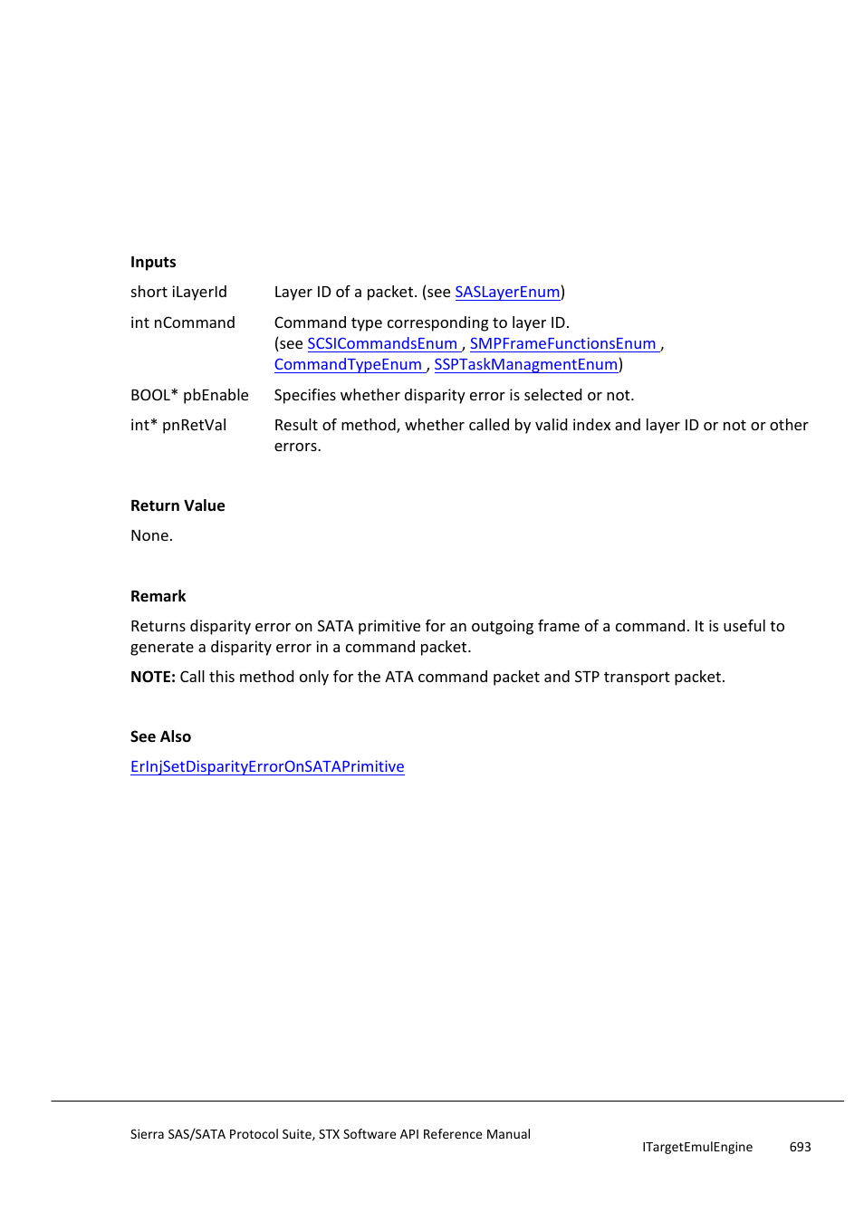 Erinjgetdisparityerroronsataprimitive, Erinjgetdonotcheckcredit | Teledyne LeCroy Sierra SAS_SATA Protocol Analyzer STX API Reference Manual User Manual | Page 693 / 979