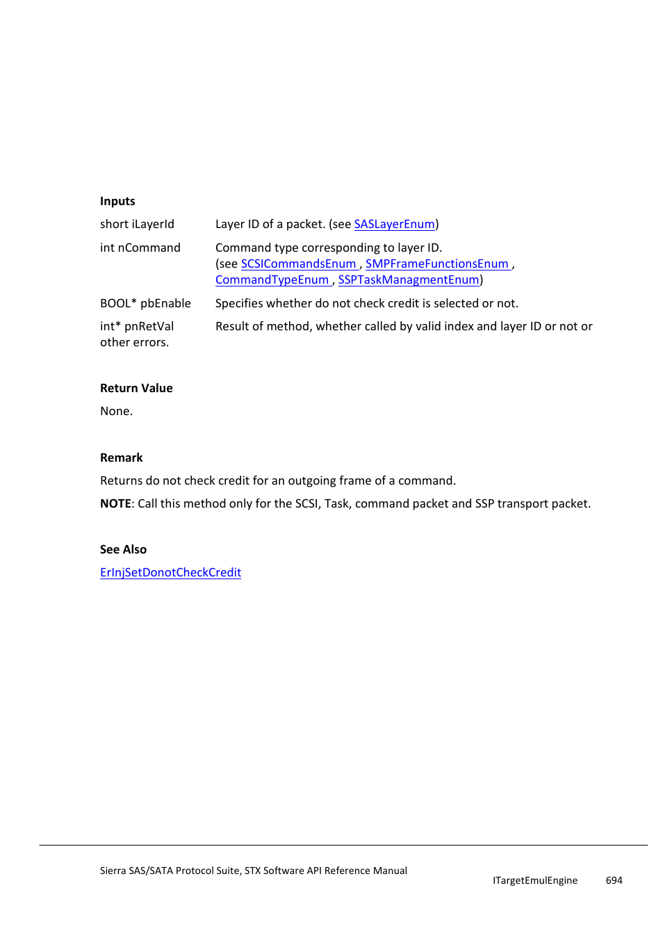 Erinjgetdonotcheckcredit, Erinjgeteoferror | Teledyne LeCroy Sierra SAS_SATA Protocol Analyzer STX API Reference Manual User Manual | Page 694 / 979