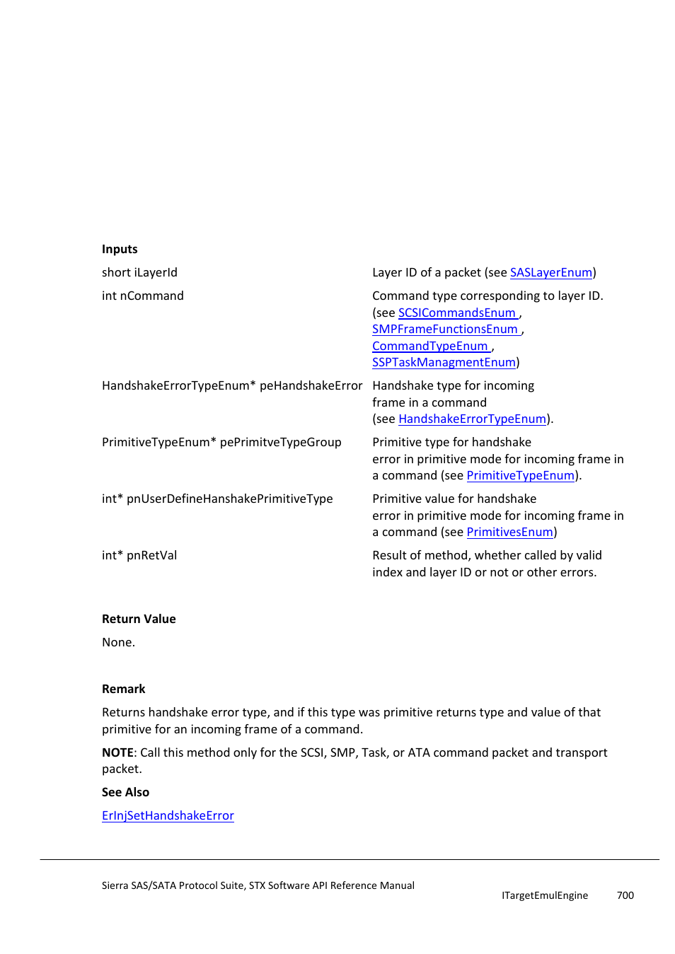 Erinjgethandshakeerror | Teledyne LeCroy Sierra SAS_SATA Protocol Analyzer STX API Reference Manual User Manual | Page 700 / 979