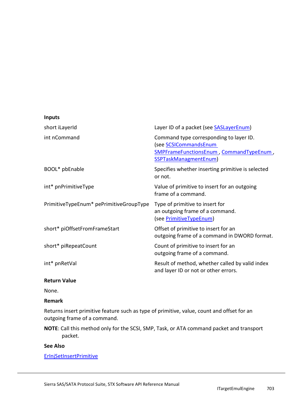 Erinjgetinsertprimitive | Teledyne LeCroy Sierra SAS_SATA Protocol Analyzer STX API Reference Manual User Manual | Page 703 / 979