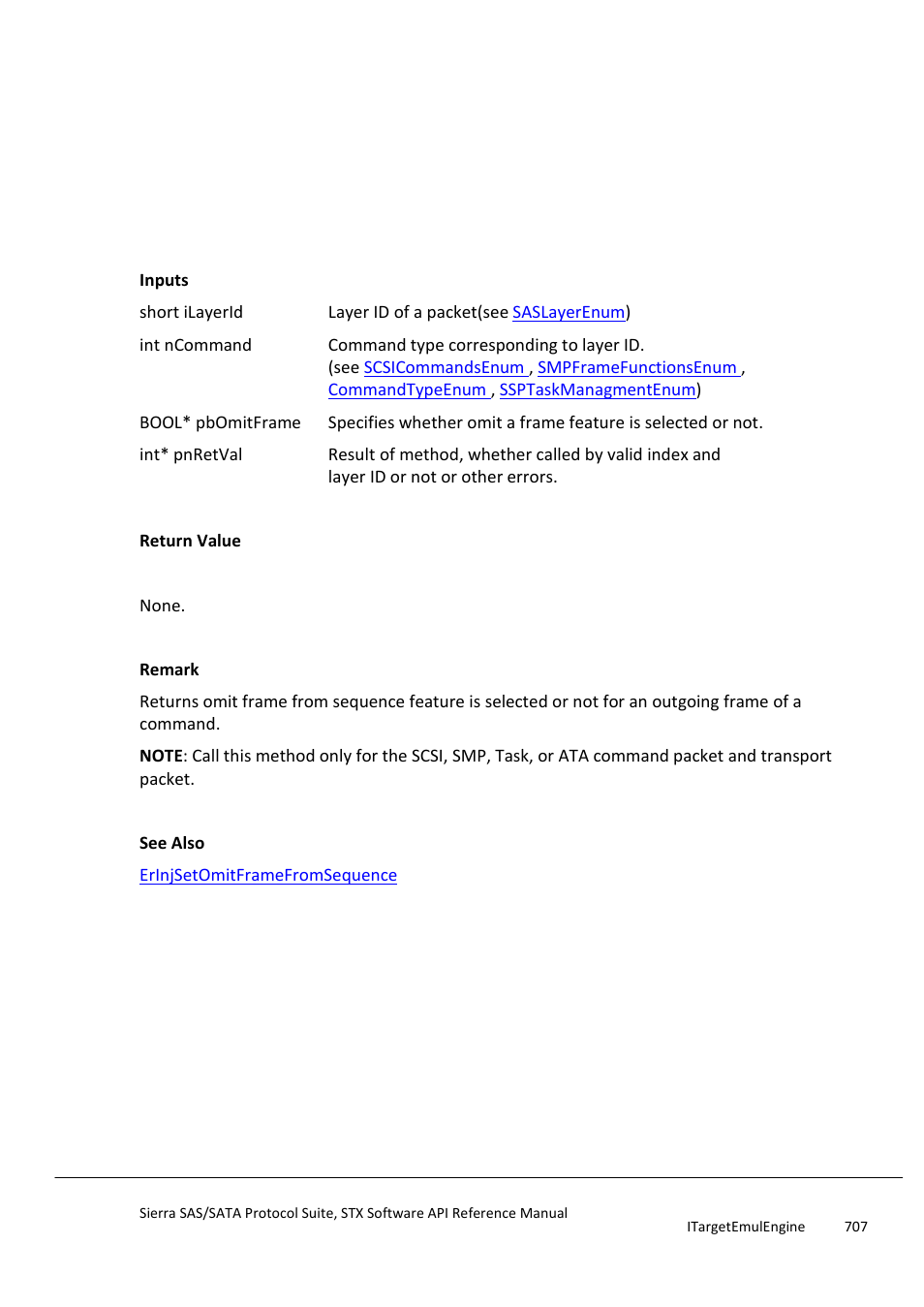 Erinjgetomitframefromsequence, Erinjgetsenddelaytosendhandshake | Teledyne LeCroy Sierra SAS_SATA Protocol Analyzer STX API Reference Manual User Manual | Page 707 / 979