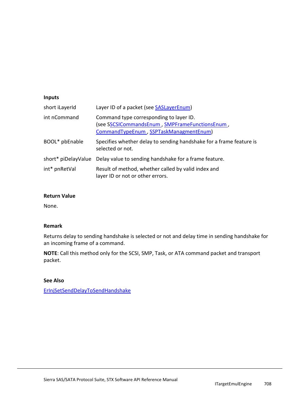 Erinjgetsenddelaytosendhandshake, Erinjgetsendingframedelay | Teledyne LeCroy Sierra SAS_SATA Protocol Analyzer STX API Reference Manual User Manual | Page 708 / 979