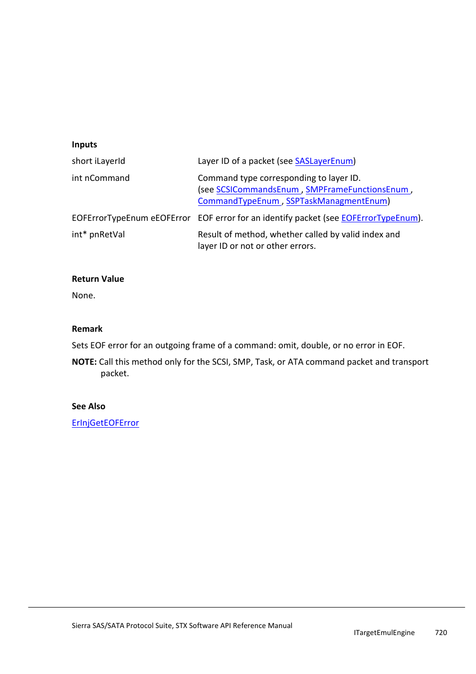 Erinjseteoferror, Erinjsetfillbyteforreservedfield | Teledyne LeCroy Sierra SAS_SATA Protocol Analyzer STX API Reference Manual User Manual | Page 720 / 979