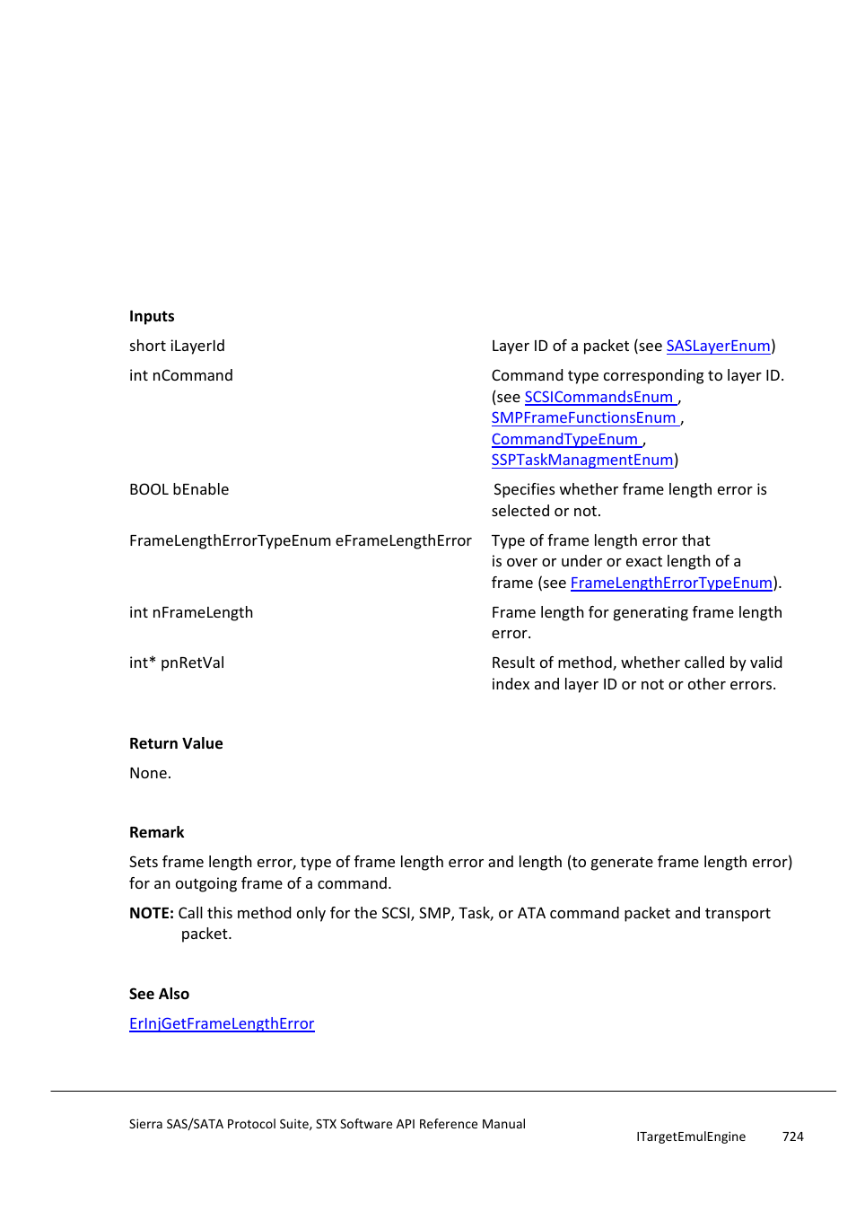 Erinjsetframelengtherror | Teledyne LeCroy Sierra SAS_SATA Protocol Analyzer STX API Reference Manual User Manual | Page 724 / 979