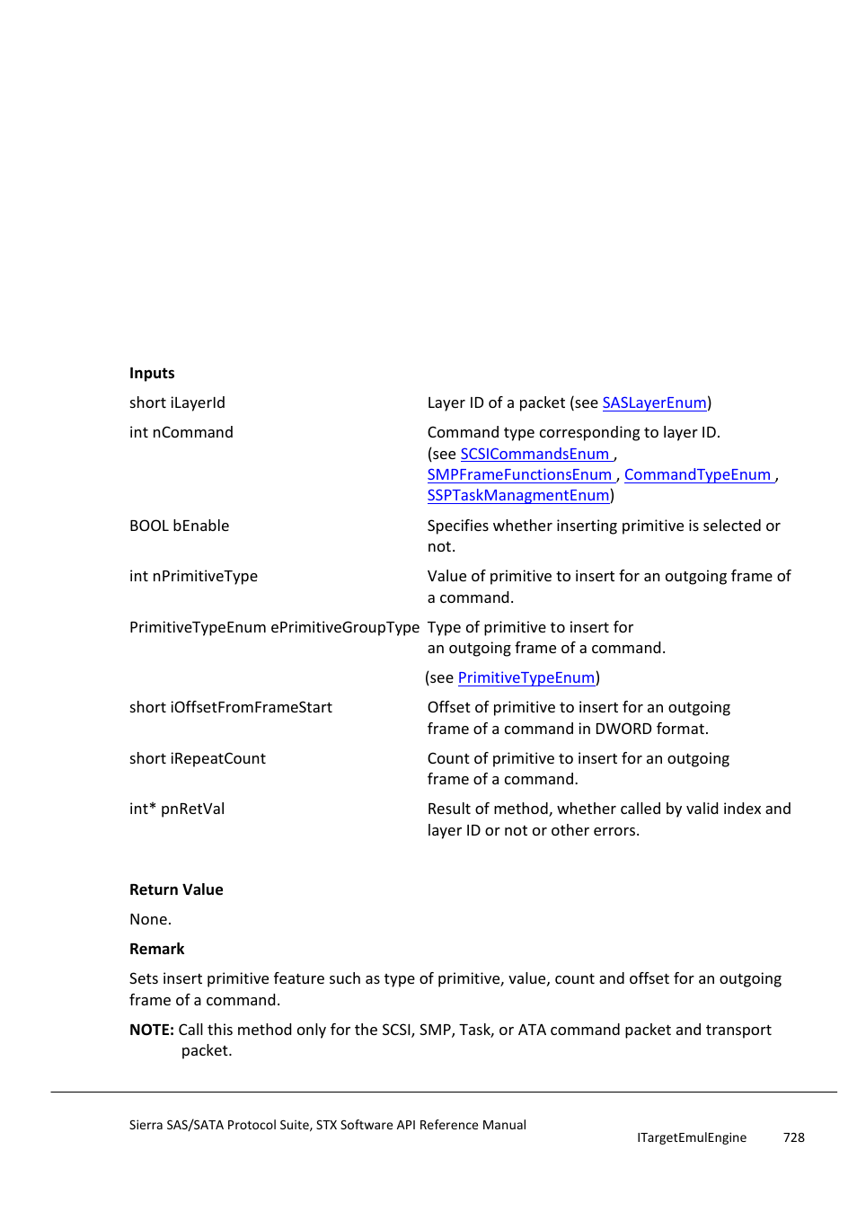 Erinjsetinsertprimitive | Teledyne LeCroy Sierra SAS_SATA Protocol Analyzer STX API Reference Manual User Manual | Page 728 / 979
