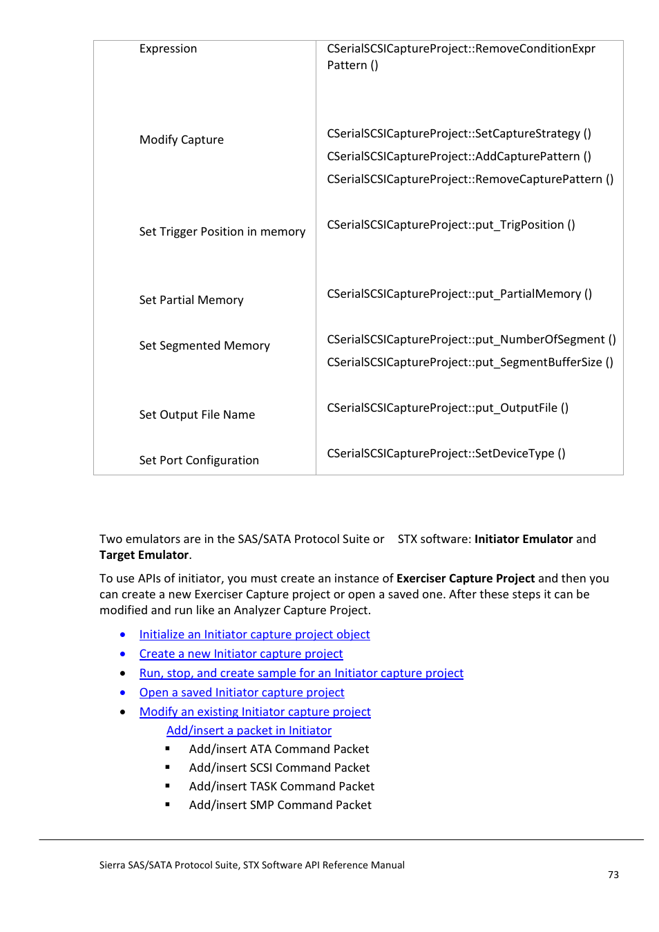 Using initiator/host emulator api functions, Use initiator/host emulator api | Teledyne LeCroy Sierra SAS_SATA Protocol Analyzer STX API Reference Manual User Manual | Page 73 / 979