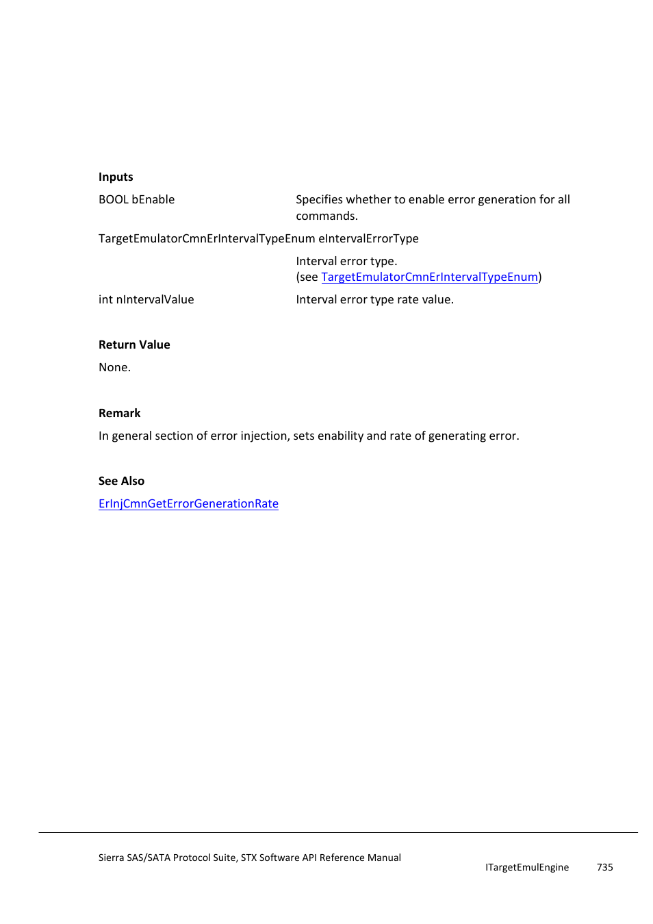 Erinjcmnseterrorgenerationrate, Erinjcmngeterrorgenerationrate | Teledyne LeCroy Sierra SAS_SATA Protocol Analyzer STX API Reference Manual User Manual | Page 735 / 979
