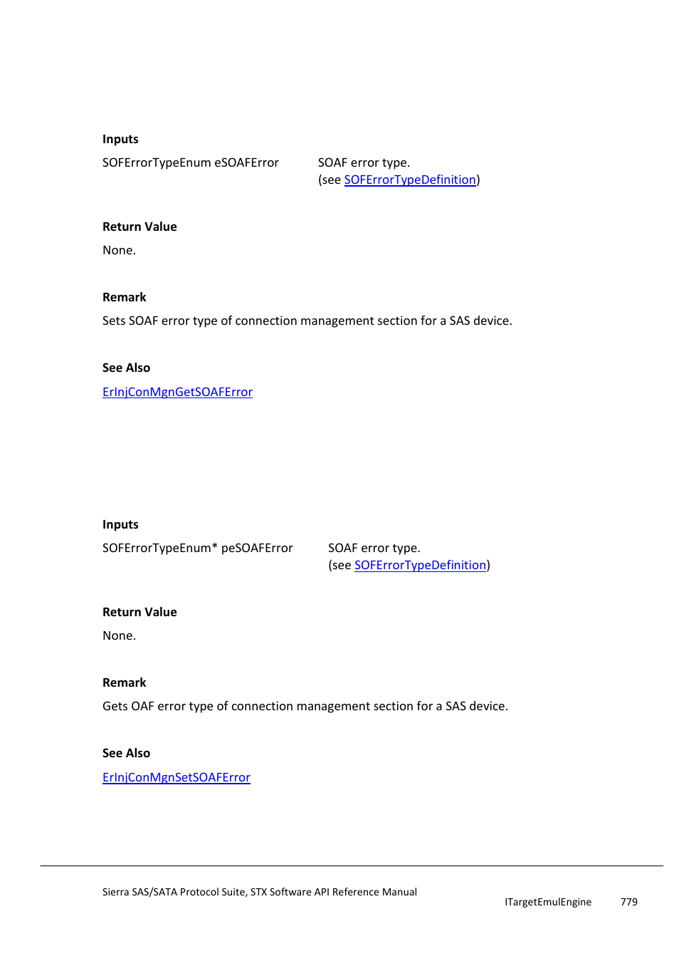 Erinjconmgnsetsoaferror, Erinjconmgngetsoaferror, Erinjconmgnseteoaferror | Teledyne LeCroy Sierra SAS_SATA Protocol Analyzer STX API Reference Manual User Manual | Page 779 / 979