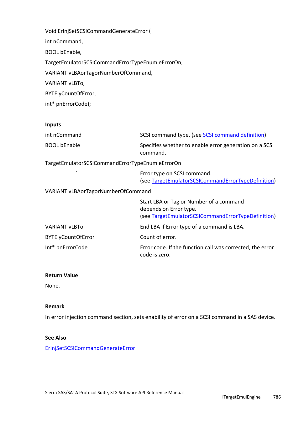 Erinjsetscsicommandgenerateerror | Teledyne LeCroy Sierra SAS_SATA Protocol Analyzer STX API Reference Manual User Manual | Page 786 / 979