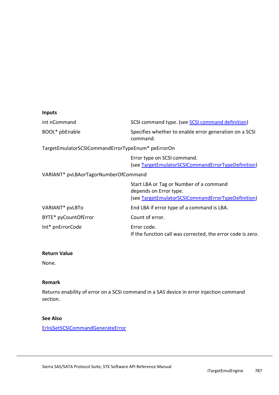 Erinjgetscsicommandgenerateerror | Teledyne LeCroy Sierra SAS_SATA Protocol Analyzer STX API Reference Manual User Manual | Page 787 / 979