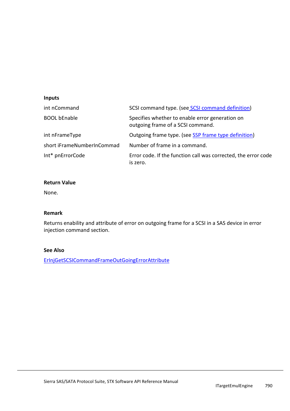 Erinjsetscsicommandframeoutgoingerrorattribute, Erinjgetscsicommandframeoutgoingerroratt, Ribute | Teledyne LeCroy Sierra SAS_SATA Protocol Analyzer STX API Reference Manual User Manual | Page 790 / 979