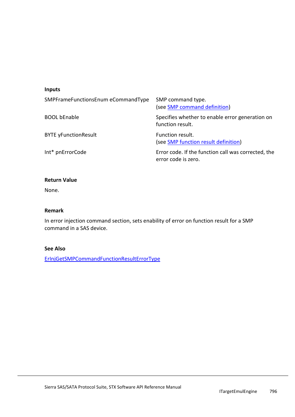 Erinjsetsmpcommandfunctionresulterrortype, Erinjgetsmpcommandfunctionresulterrortyp | Teledyne LeCroy Sierra SAS_SATA Protocol Analyzer STX API Reference Manual User Manual | Page 796 / 979