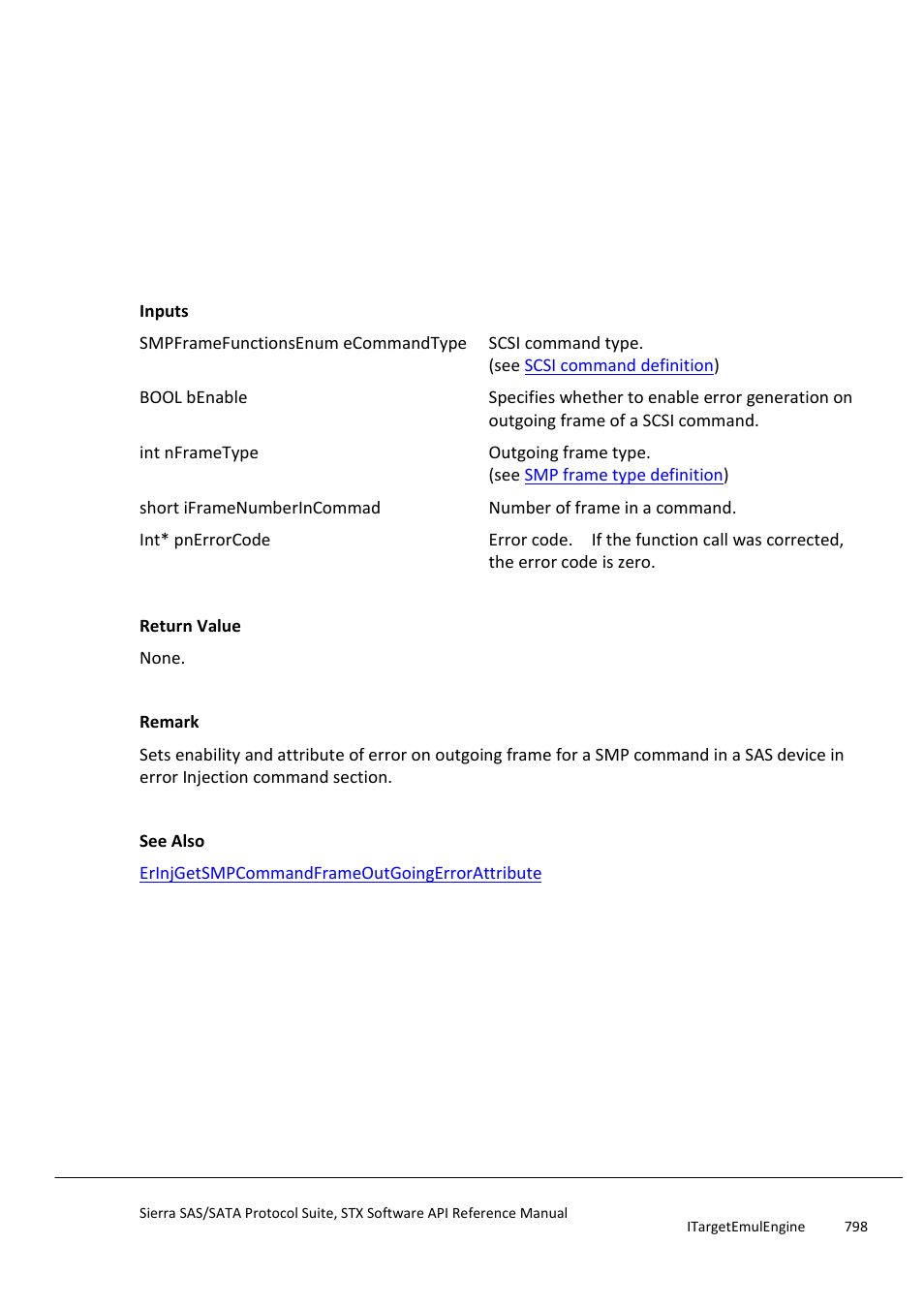 Erinjsetsmpcommandframeoutgoingerrorattribute, Erinjgetsmpcommandframeoutgoingerrorat, Tribute | Teledyne LeCroy Sierra SAS_SATA Protocol Analyzer STX API Reference Manual User Manual | Page 798 / 979