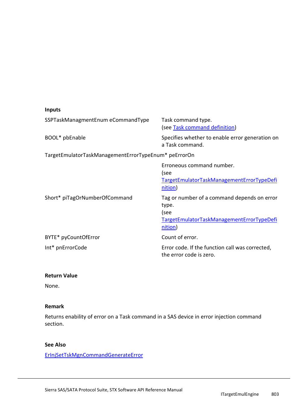 Erinjgettskmgncommandgenerateerror | Teledyne LeCroy Sierra SAS_SATA Protocol Analyzer STX API Reference Manual User Manual | Page 803 / 979