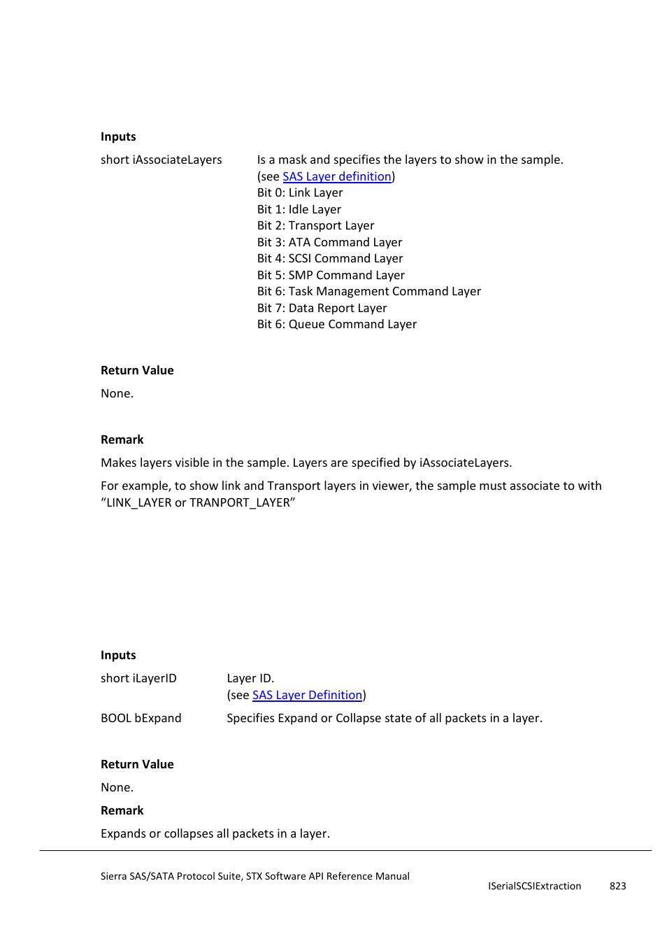 Setassociatelayers, Expandallpackets | Teledyne LeCroy Sierra SAS_SATA Protocol Analyzer STX API Reference Manual User Manual | Page 823 / 979