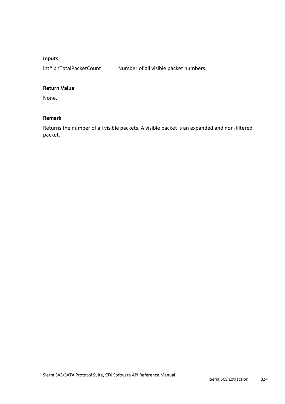 Gettotalpacketcount, Getpacketproperties, Getpacketproerties | Teledyne LeCroy Sierra SAS_SATA Protocol Analyzer STX API Reference Manual User Manual | Page 824 / 979