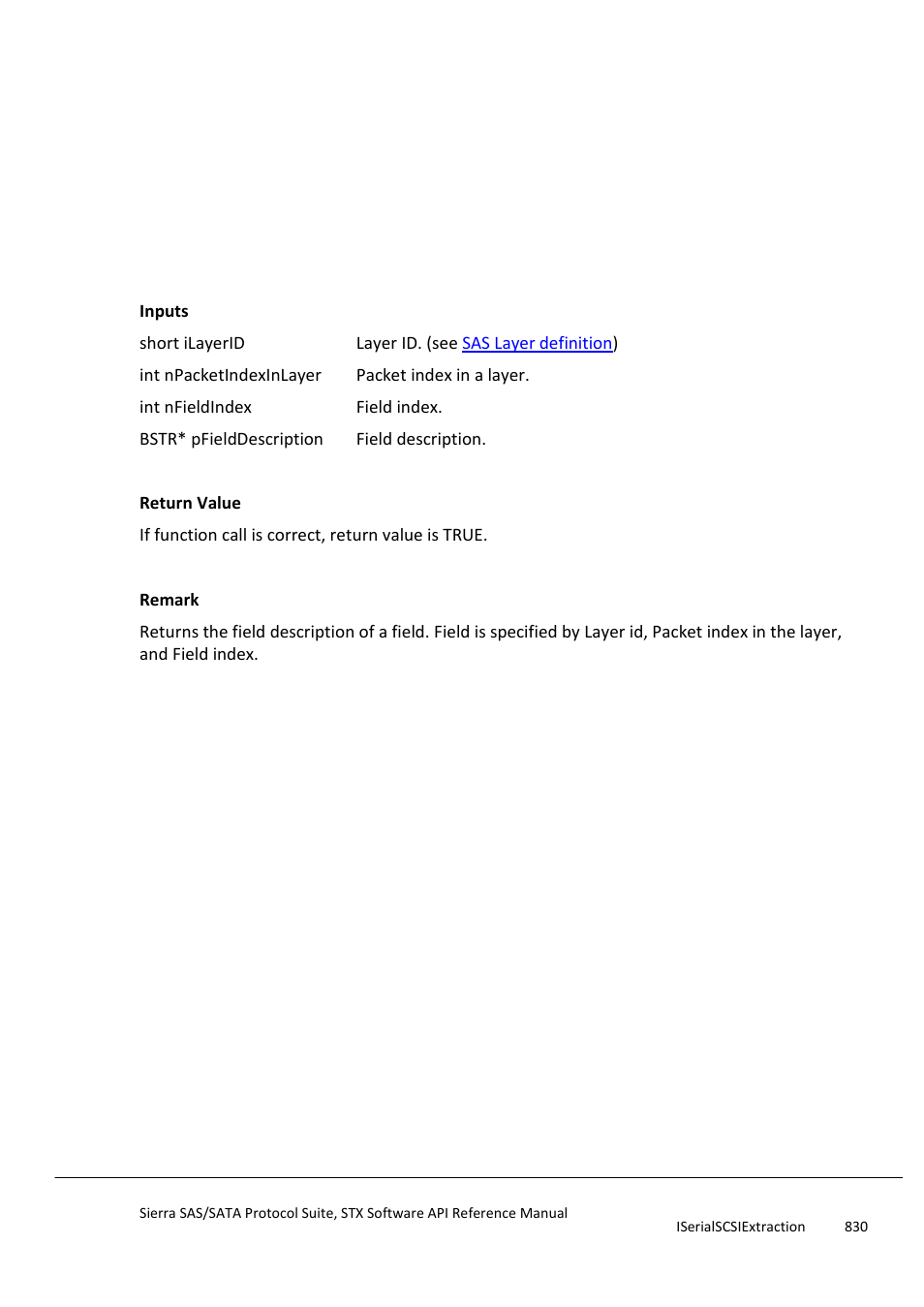 Getfielddescription, Expandpacket | Teledyne LeCroy Sierra SAS_SATA Protocol Analyzer STX API Reference Manual User Manual | Page 830 / 979