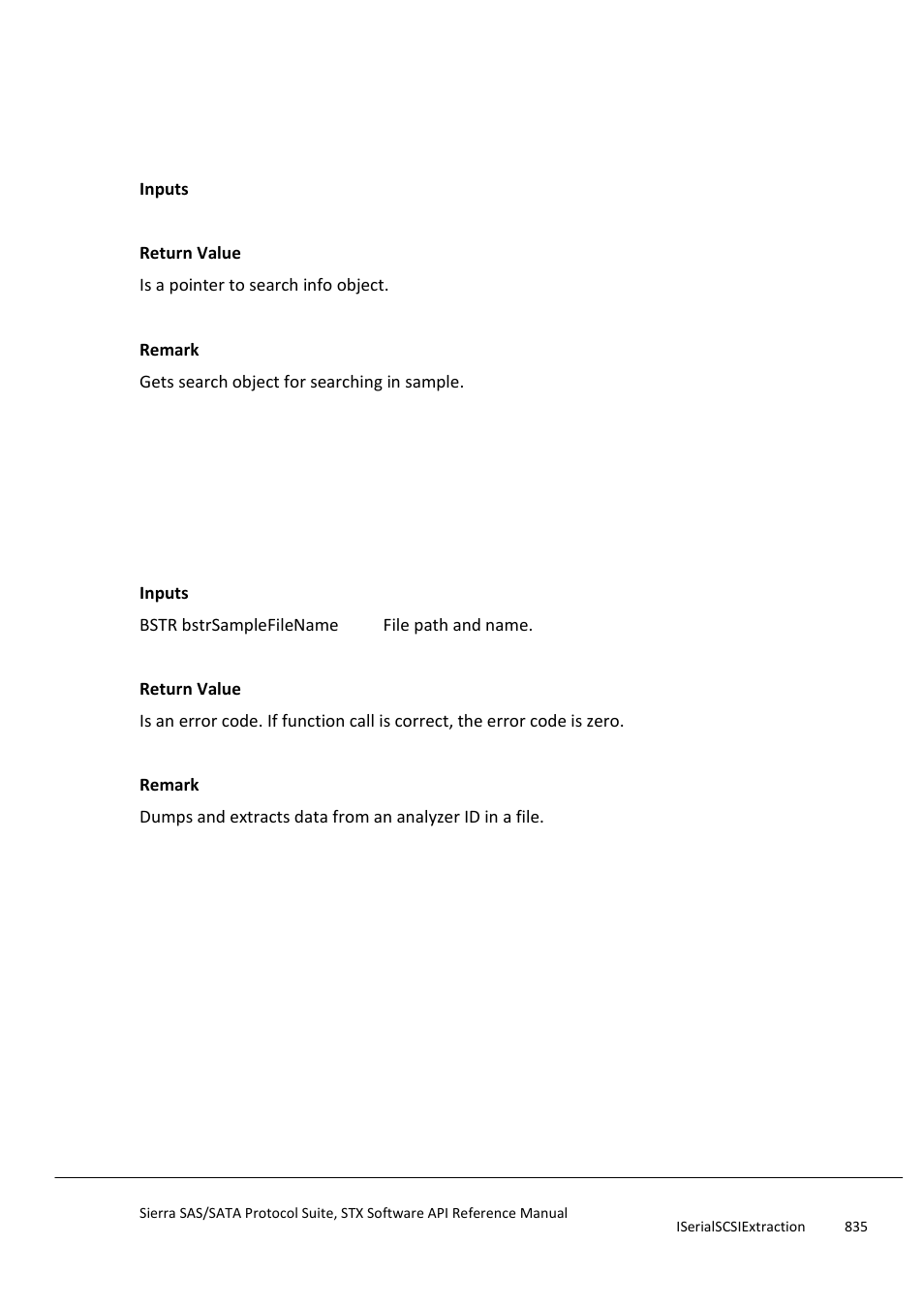 Getsearchobject, Dumpandextract, Setanalyzerlinkenable | Teledyne LeCroy Sierra SAS_SATA Protocol Analyzer STX API Reference Manual User Manual | Page 835 / 979