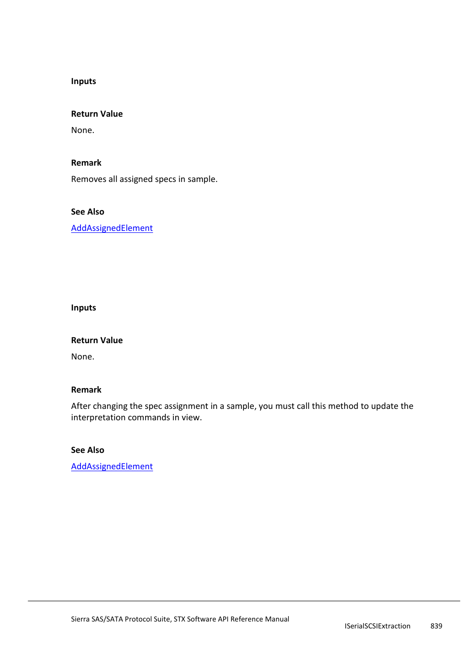 Removeallassigendelements, Updateassignedscsicommand, Removeallassignedelements | Setsecondanalyzerid | Teledyne LeCroy Sierra SAS_SATA Protocol Analyzer STX API Reference Manual User Manual | Page 839 / 979