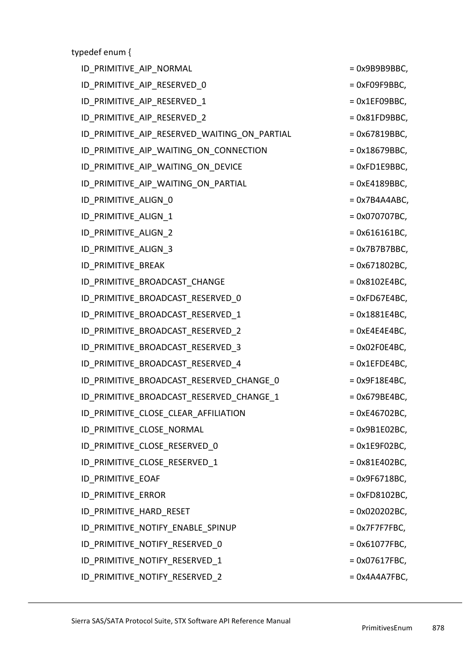 Primitivesenum | Teledyne LeCroy Sierra SAS_SATA Protocol Analyzer STX API Reference Manual User Manual | Page 878 / 979