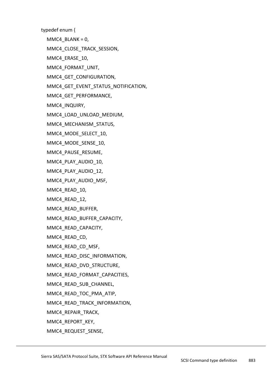 Scsi command type definition, Scsicommandsenum, Ee s | Scsi command definition | Teledyne LeCroy Sierra SAS_SATA Protocol Analyzer STX API Reference Manual User Manual | Page 883 / 979