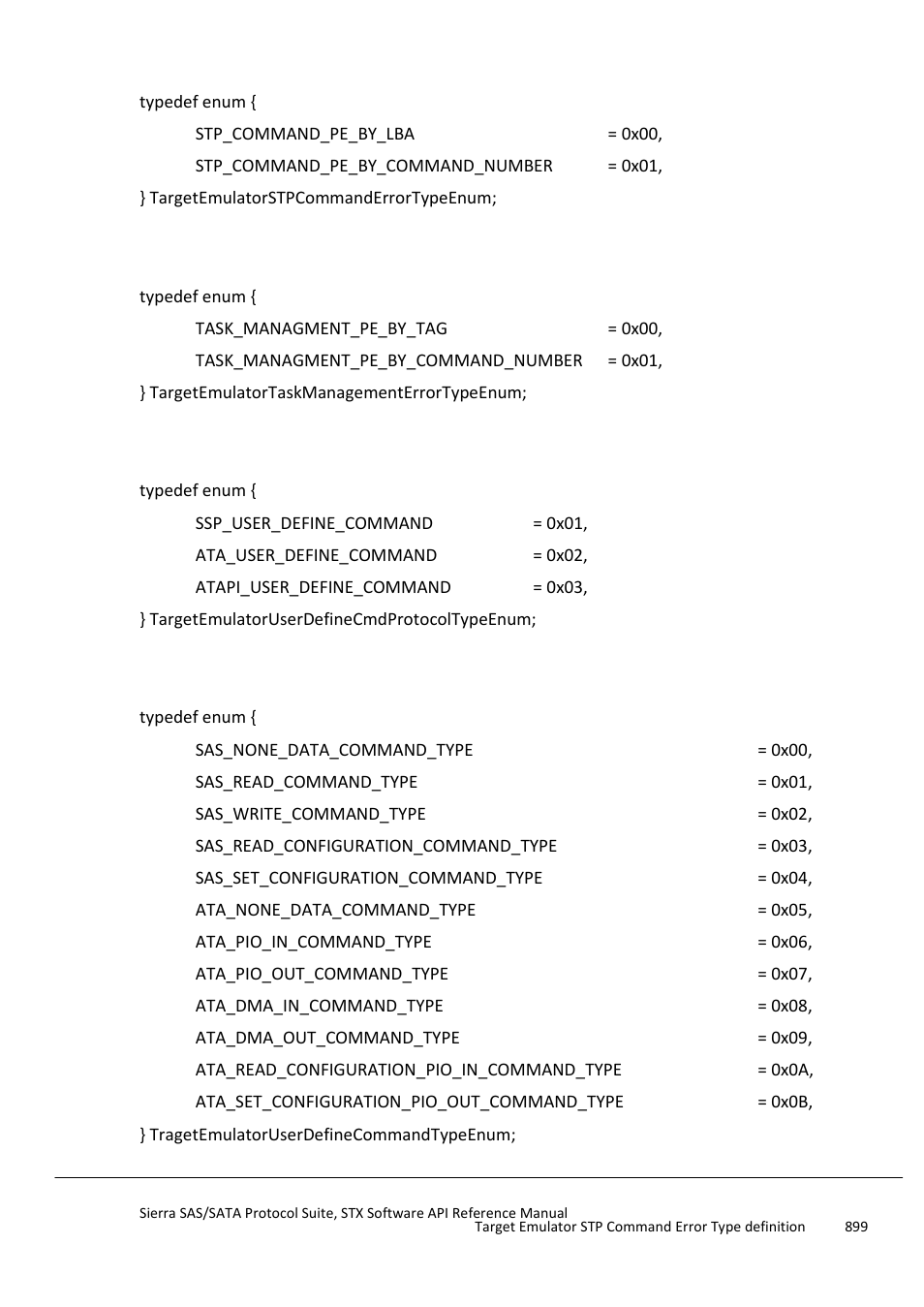 Target emulator stp command error type definition | Teledyne LeCroy Sierra SAS_SATA Protocol Analyzer STX API Reference Manual User Manual | Page 899 / 979
