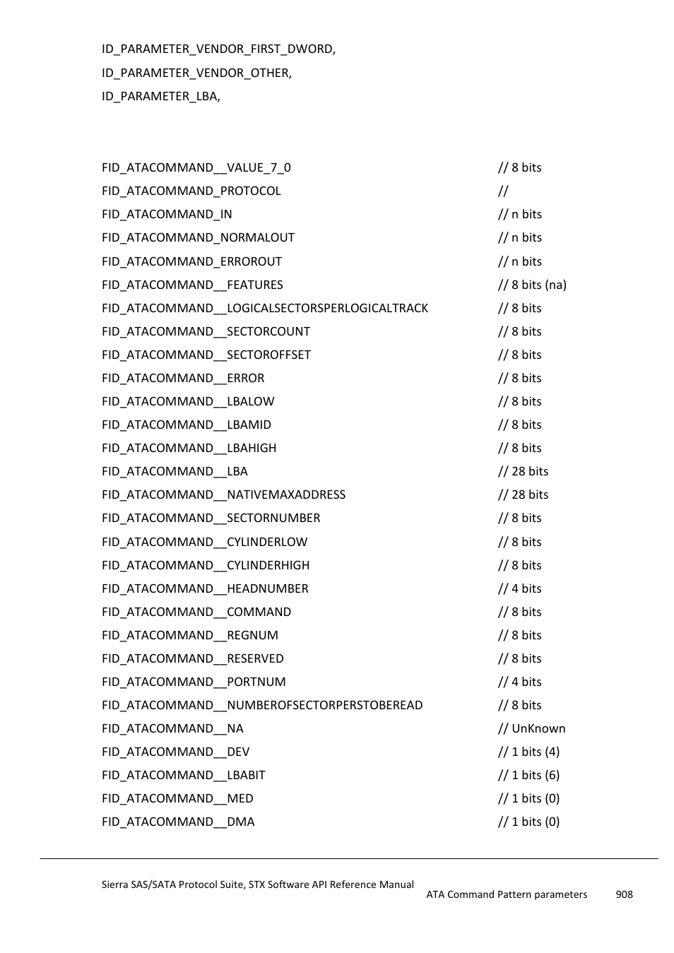 Ata command pattern parameters | Teledyne LeCroy Sierra SAS_SATA Protocol Analyzer STX API Reference Manual User Manual | Page 908 / 979