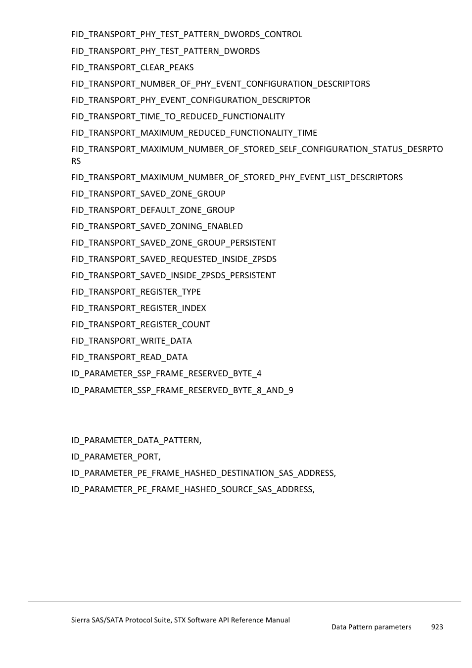 Data pattern parameters | Teledyne LeCroy Sierra SAS_SATA Protocol Analyzer STX API Reference Manual User Manual | Page 923 / 979