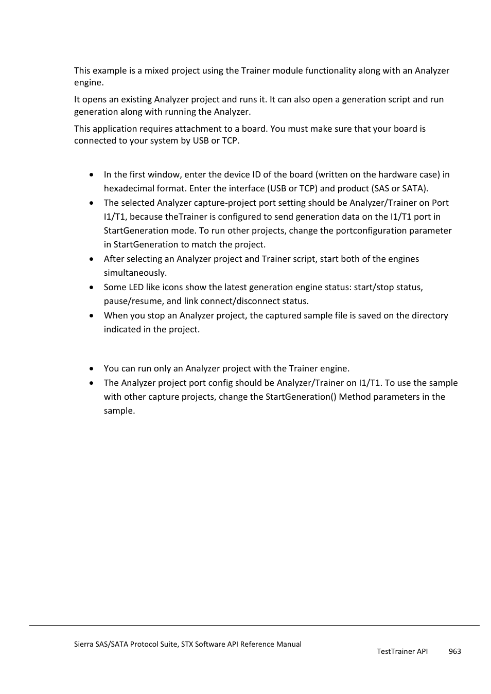 Testtrainer api, General, Specification | Limitation | Teledyne LeCroy Sierra SAS_SATA Protocol Analyzer STX API Reference Manual User Manual | Page 963 / 979