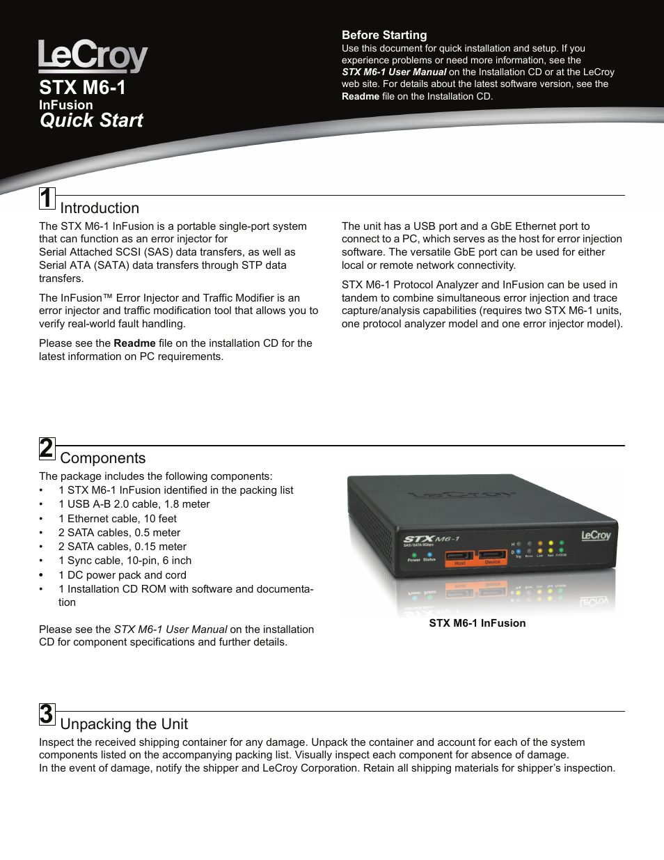 Teledyne LeCroy STX M6-1 InFusion Quick Start Manual User Manual | 4 pages