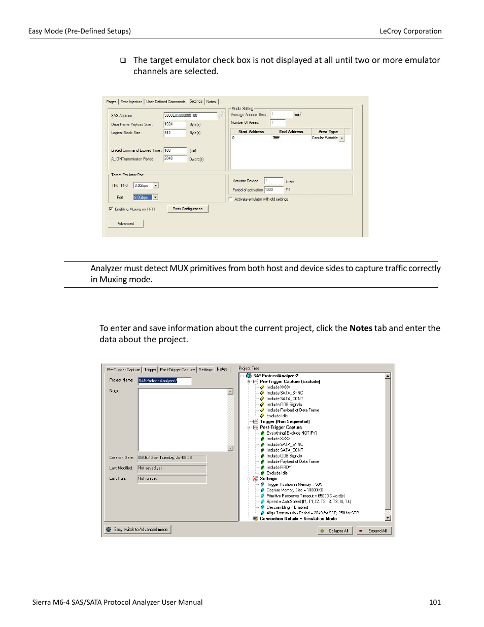 Add a project note | Teledyne LeCroy STX M6-1 SAS_SATA Protocol Analyzer User Manual User Manual | Page 103 / 468