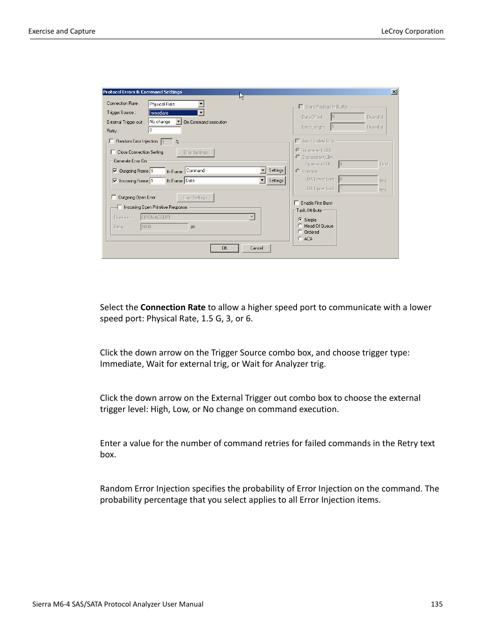 Scsi error and command settings (sas only) | Teledyne LeCroy STX M6-1 SAS_SATA Protocol Analyzer User Manual User Manual | Page 137 / 468
