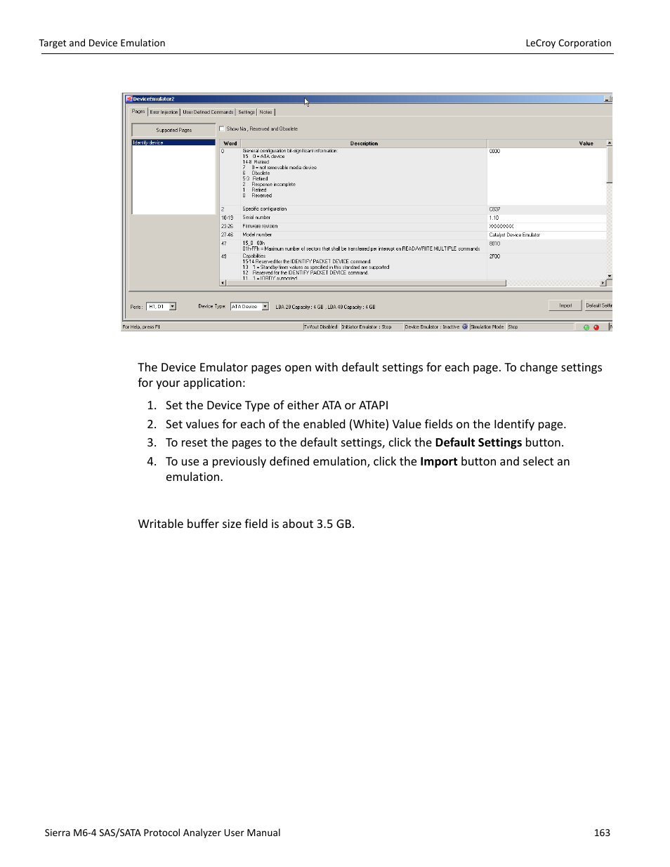 Writable buffer size field | Teledyne LeCroy STX M6-1 SAS_SATA Protocol Analyzer User Manual User Manual | Page 165 / 468