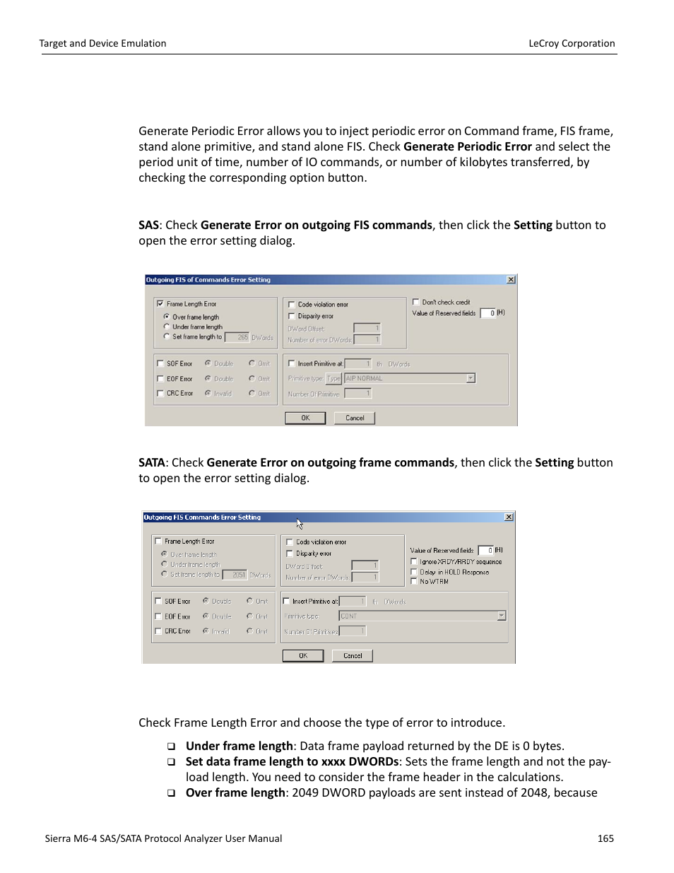 Setting general errors | Teledyne LeCroy STX M6-1 SAS_SATA Protocol Analyzer User Manual User Manual | Page 167 / 468