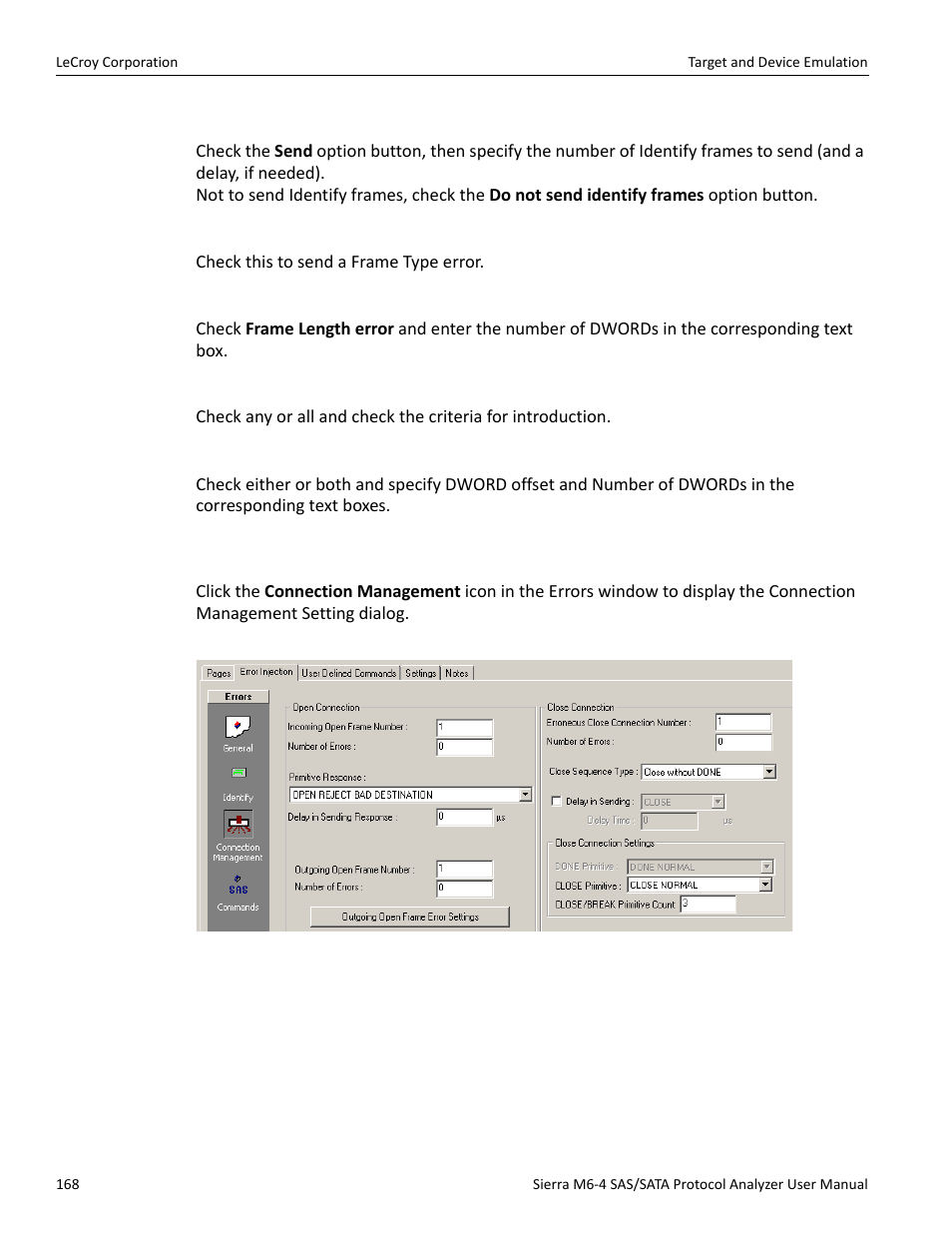 Connection management (sas only) | Teledyne LeCroy STX M6-1 SAS_SATA Protocol Analyzer User Manual User Manual | Page 170 / 468