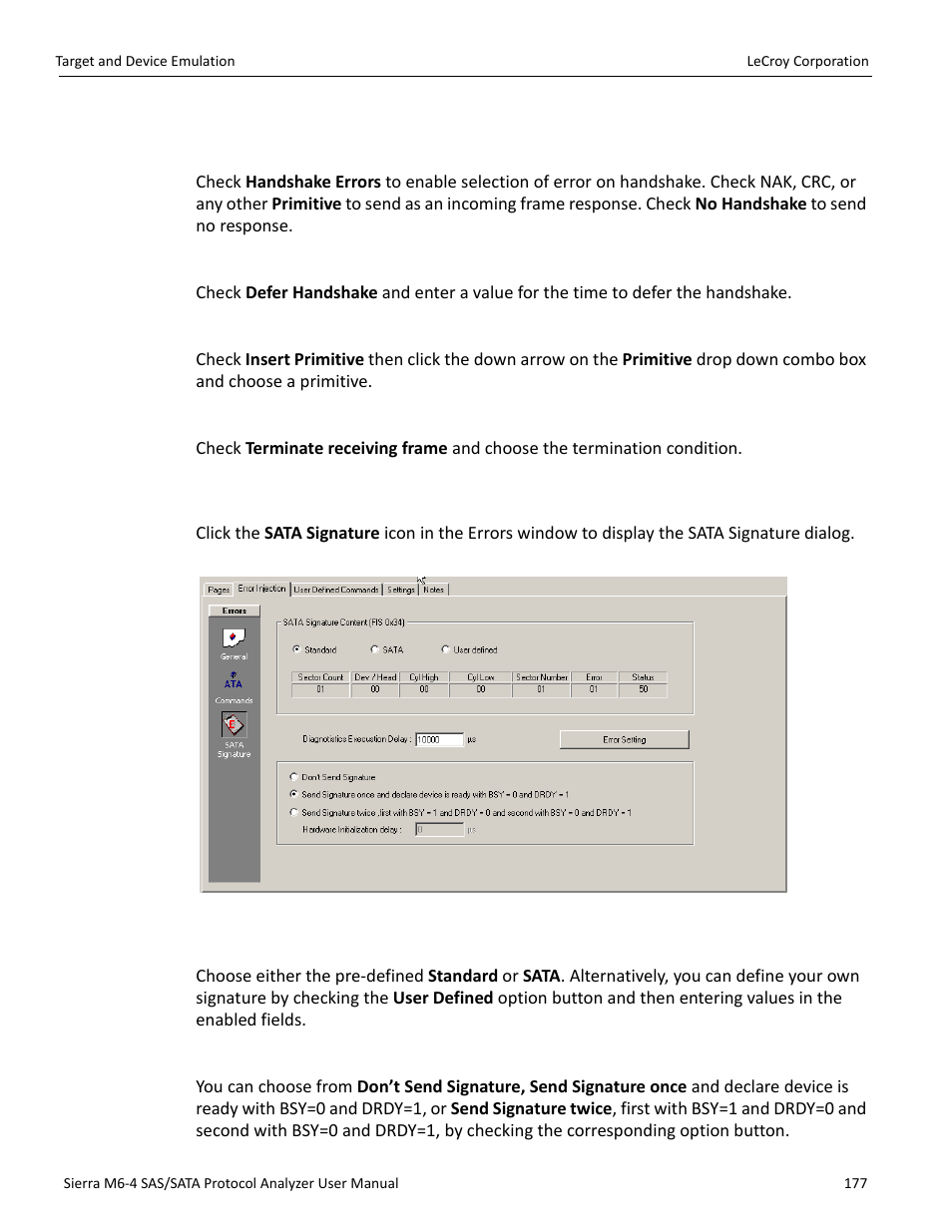 Sata signature (sata only) | Teledyne LeCroy STX M6-1 SAS_SATA Protocol Analyzer User Manual User Manual | Page 179 / 468